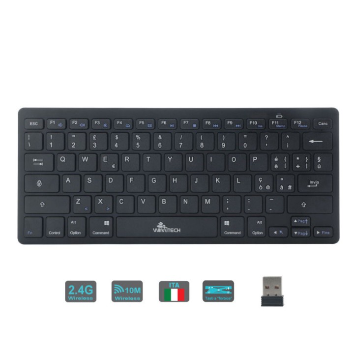 Tastiera Mini Wi-Fi Ultrasottile Wimitech TS-1003 USB - Black