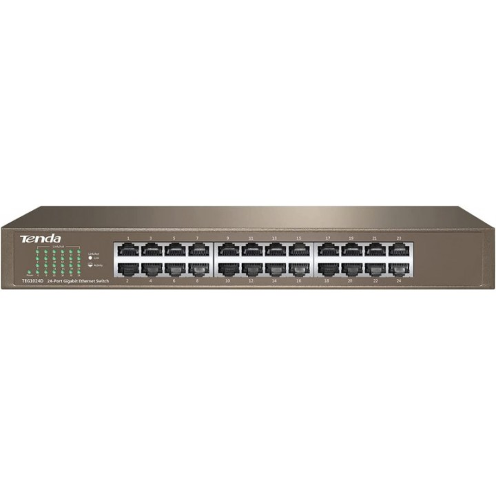 Switch 24P LAN 10/10/1000M Tenda TEG1024G Desktop - Metallo - Garanzia 3 Anni