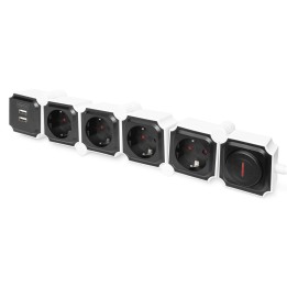 Digitus Presa Multipla Flessibile da 4 con 2 Attacchi USB e Interruttore